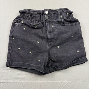 Juniors Love Fire Black Floral Denim Jean Shorts Size Small Stretch